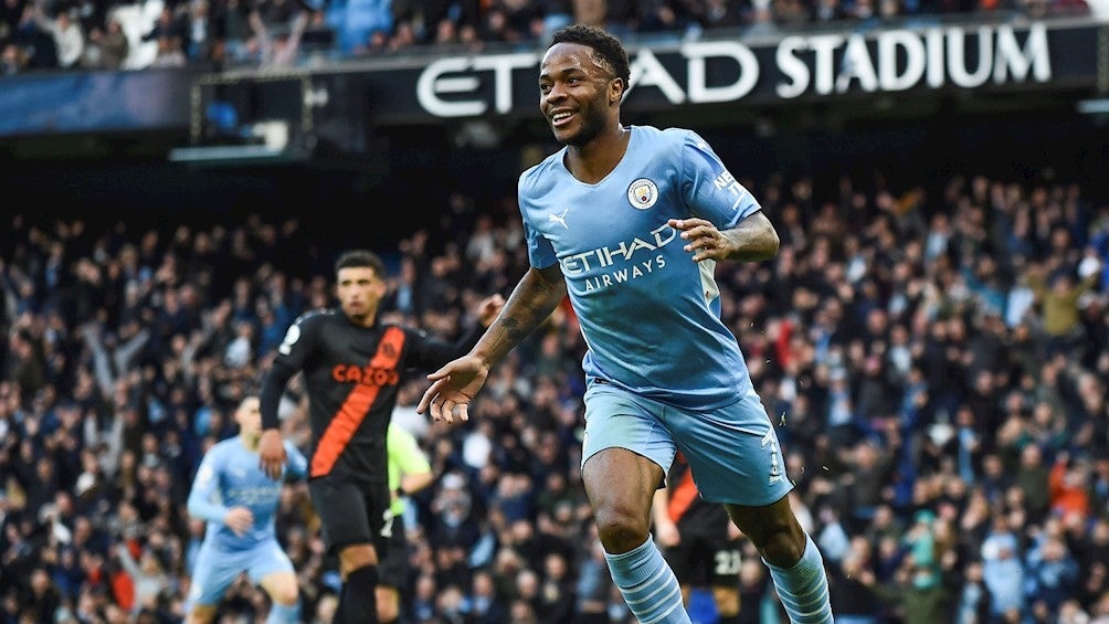 Sterling celebrando su gol ante el Everton