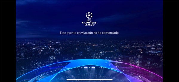 La pantalla que se veía cuando intentabas ver un partido en la App