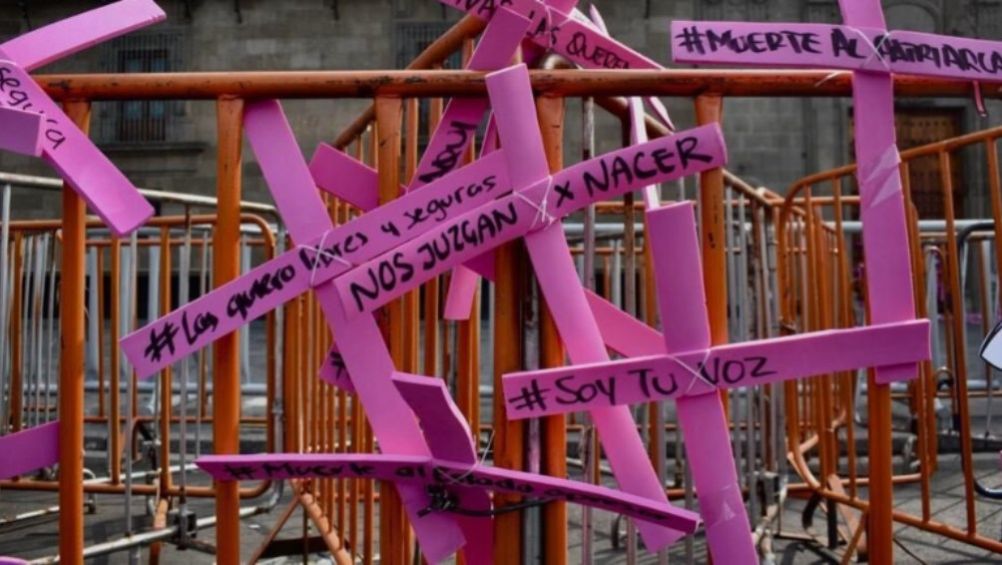 Manifestación en Palacio Nacional contra la violencia hacia la mujer