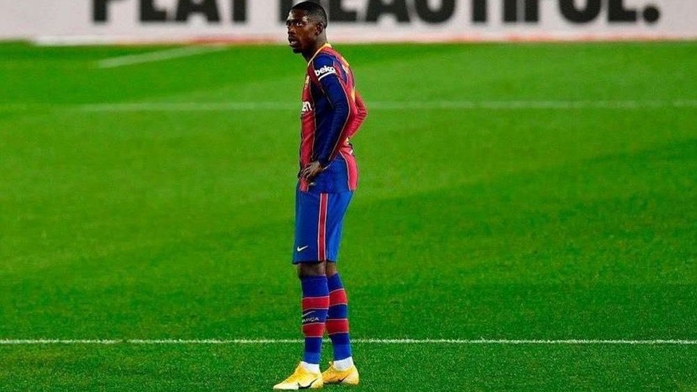 Dembélé jugando partido con el FC Barcelona