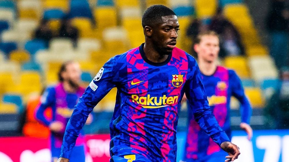 Dembélé jugando partido de Champions con el FC Barcelona