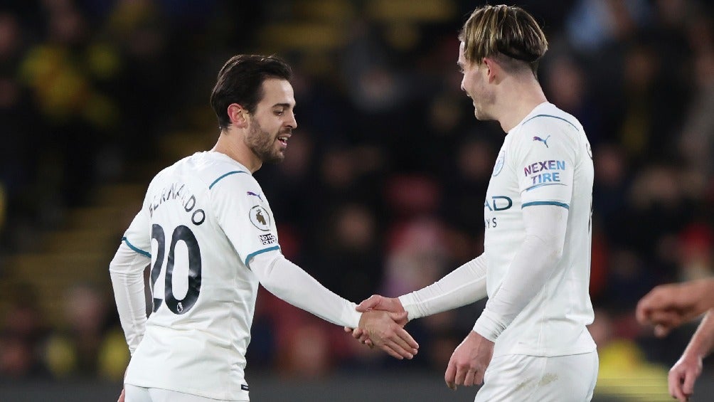 Bernardo Silva festejando gol con el Manchester City