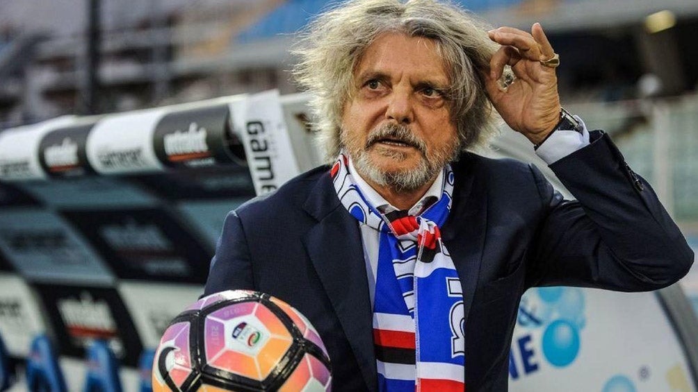 Massimo Ferrero previo a un juego de la Sampdoria en la Serie A