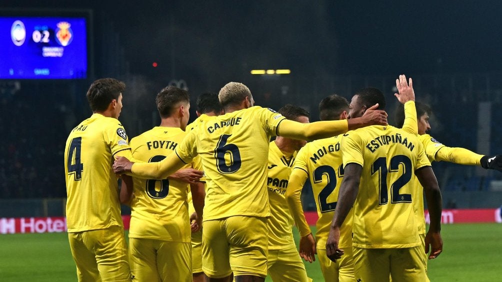 Villarreal festejando gol ante el Atalanta en la Champions League