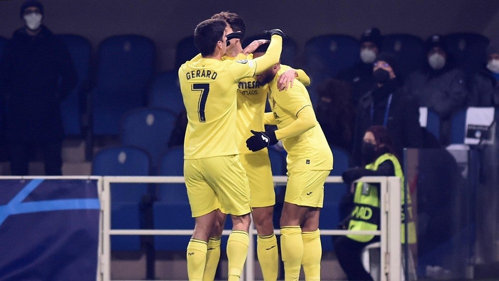 Villarreal festejando gol ante el Atalanta en la Champions League