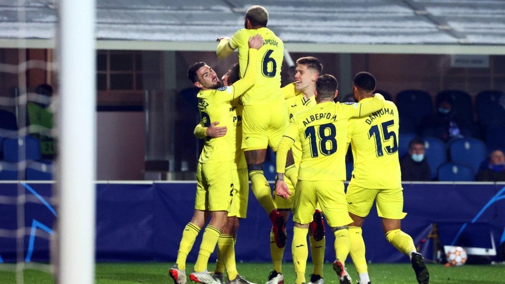 Villarreal festejando gol ante el Atalanta en la Champions League