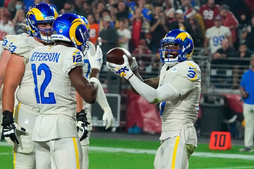 Odell Beckham Jr. festejando una anotación de los Rams