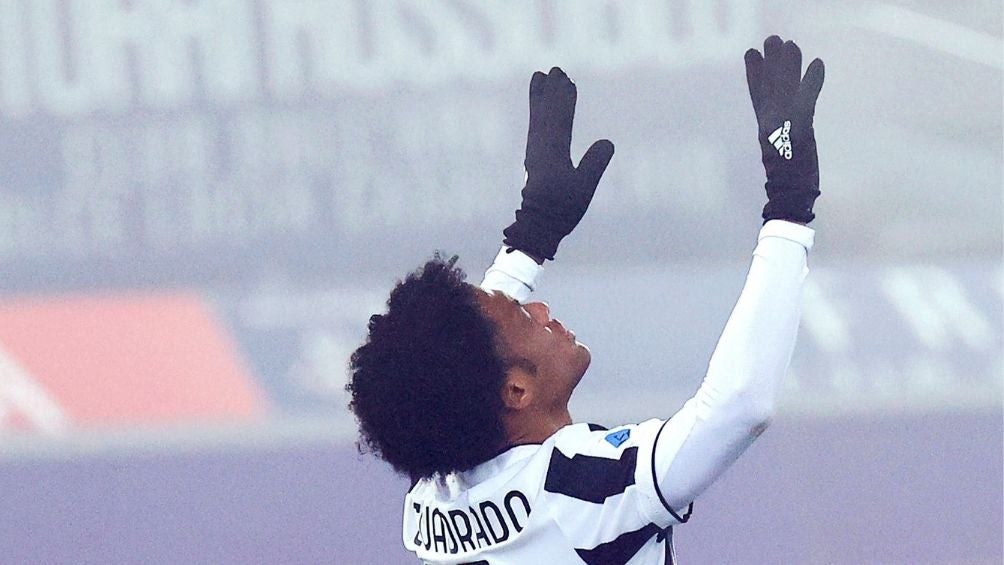 Cuadrado festejando su gol