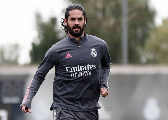 Isco durante un entrenamiento con el Real Madrid 