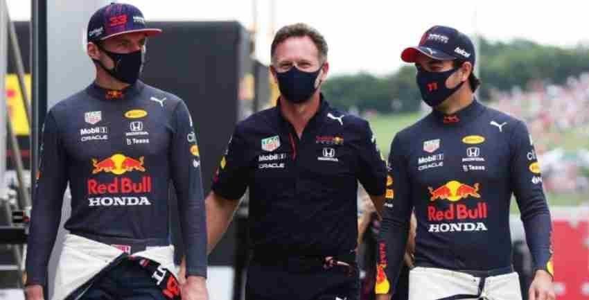 Verstappen, Horner y Checo 