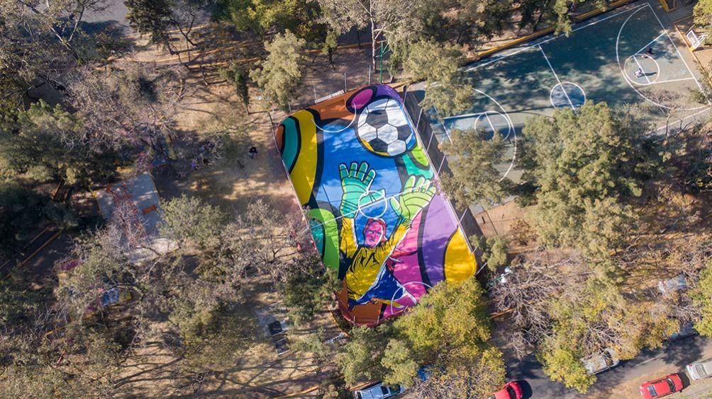 Una vista aérea de la nueva cancha para fomentar el futbol femenil