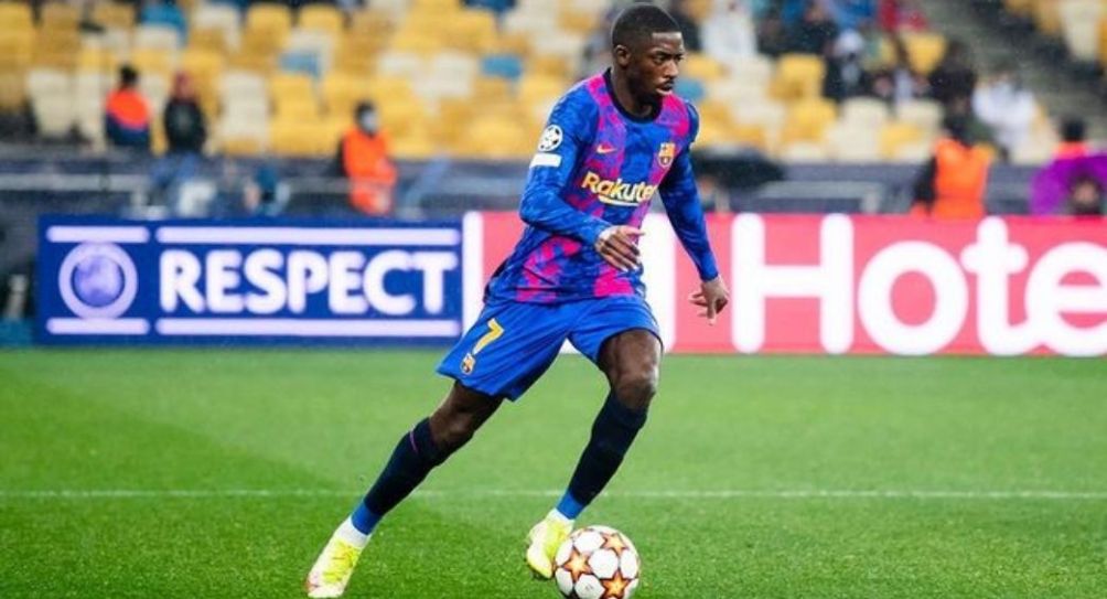 Dembélé jugando con el Barcelona