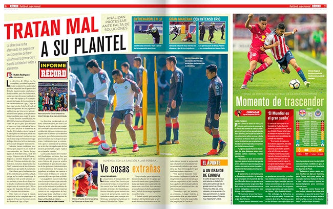 Nota de RÉCORD en 2018 sobre las quejas de la plantilla de Chivas