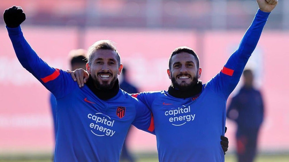 Héctor Herrera y Koke entrenando con el Atlético de Madrid