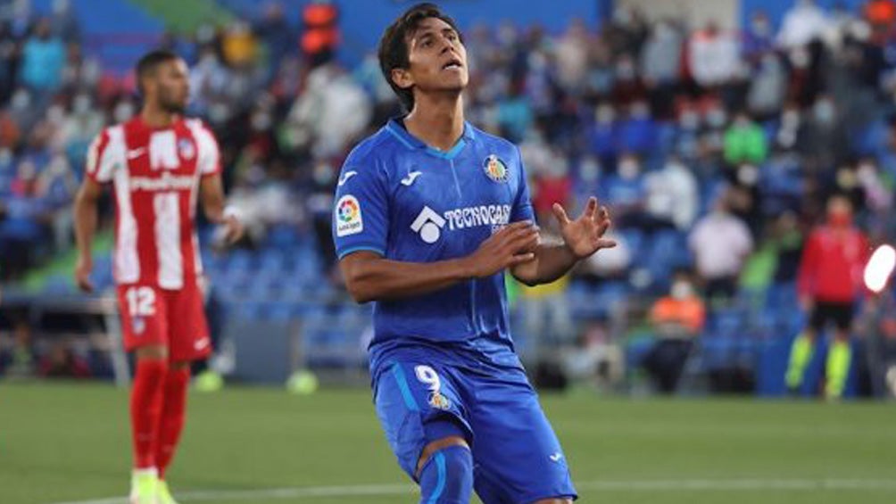 José Juan Macías durante un duelo con el Getafe 