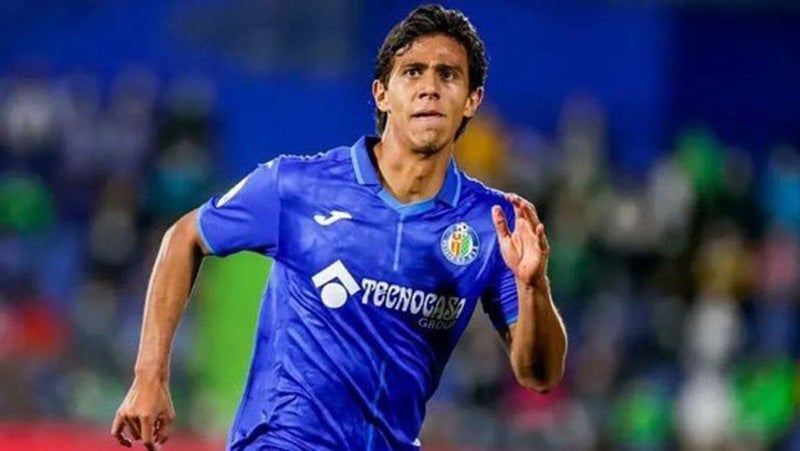 José Juan Macías durante un duelo con el Getafe 