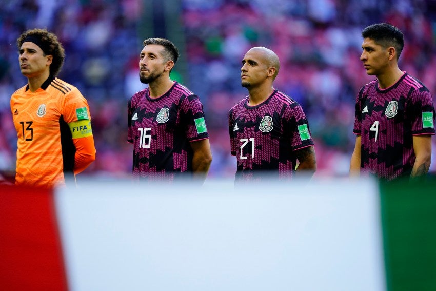 Jugadores de la Selección Mexicana previo a un partido