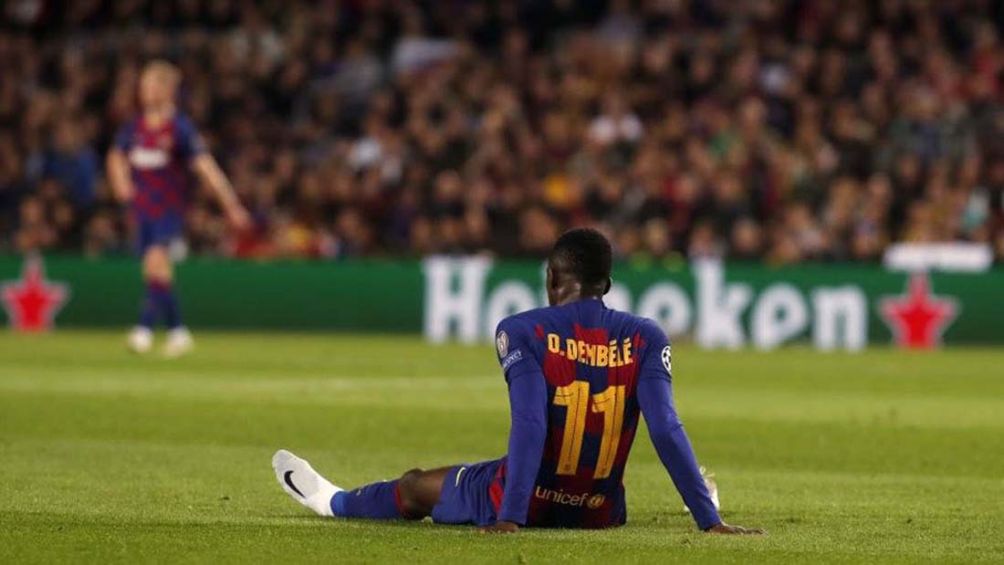 Dembélé, tras finalizar un partido del Barcelona