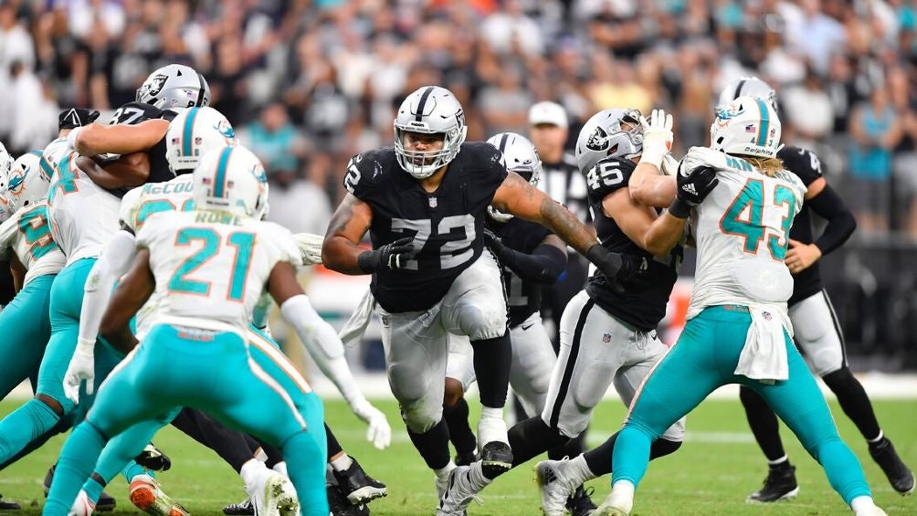 Las Vegas Raiders en partido de la NFL ante Miami Dolphins