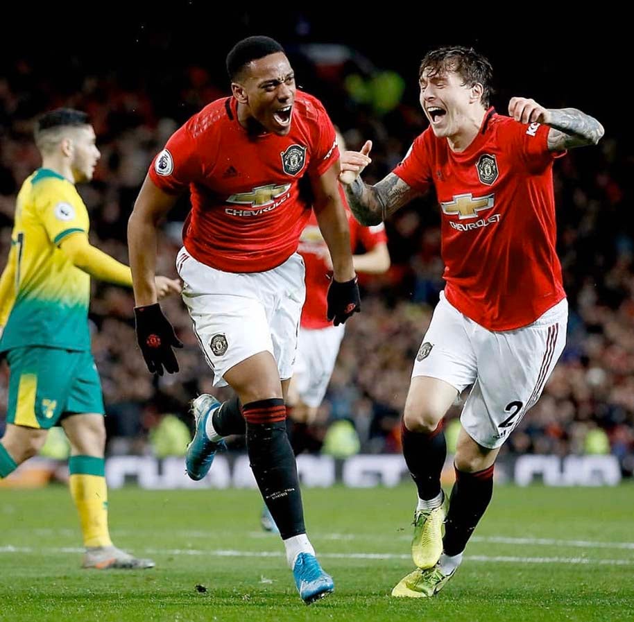 Martial, celebrando un gol con el Manchester United