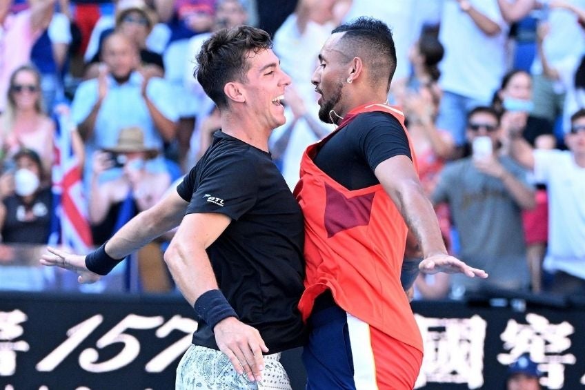 Kyrgios y Kokkinakis celebrando la victoria