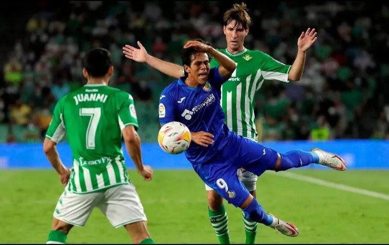 Macías en un partido con Getafe