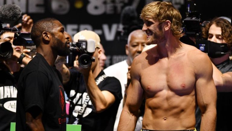 Paul y Mayweather durante el pesaje de la contienda