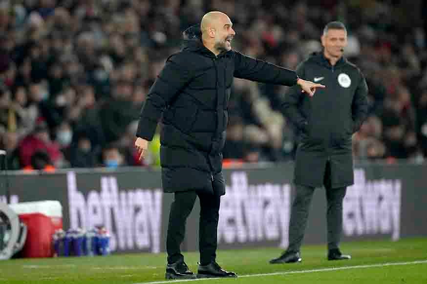 Pep Guardiola, durante un partido del Manchester City