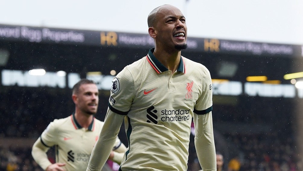 Fabinho celebrando gol con el Liverpool ante Burnley