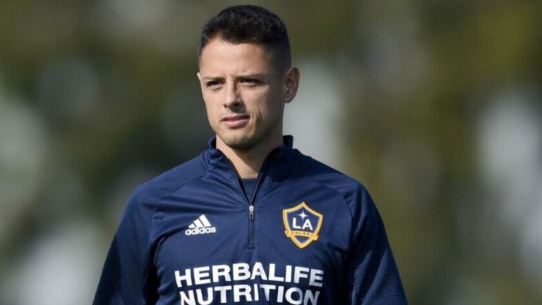 Javier Hernández en un entrenamiento del LA Galaxy