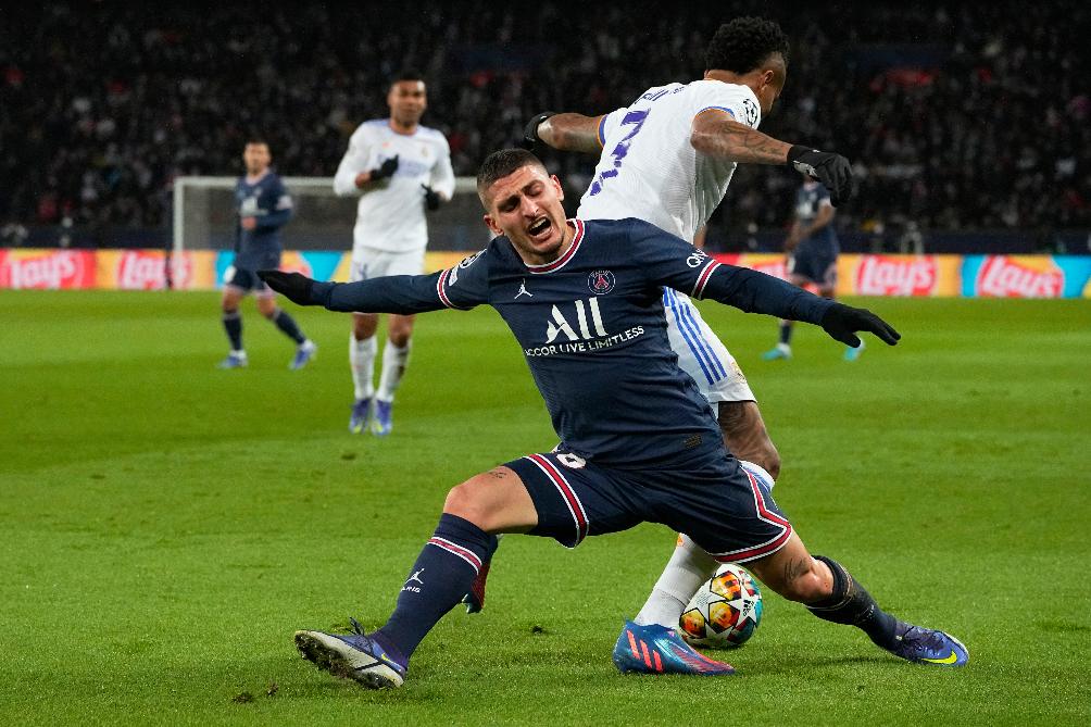 Verratti en partido con PSG, en Champions League