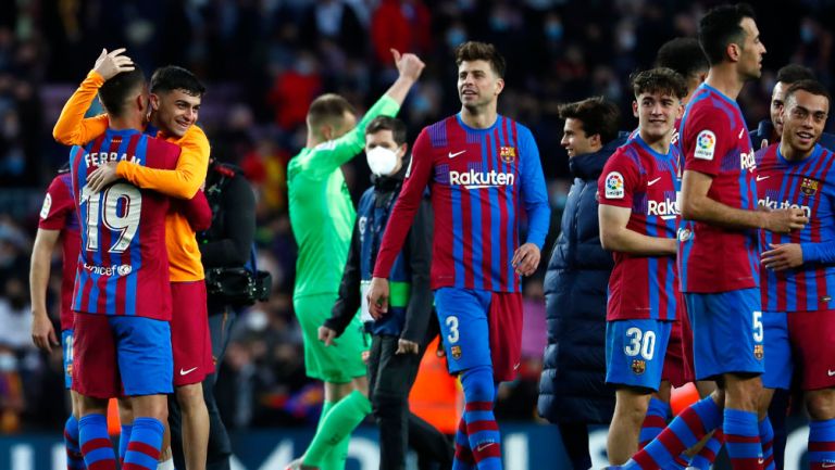 Jugadores del Barcelona celebrando un gol