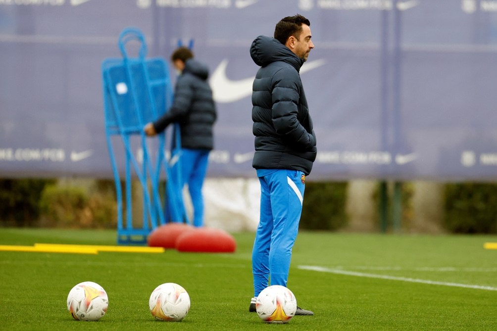 Xavi en entrenamiento del Barcelona