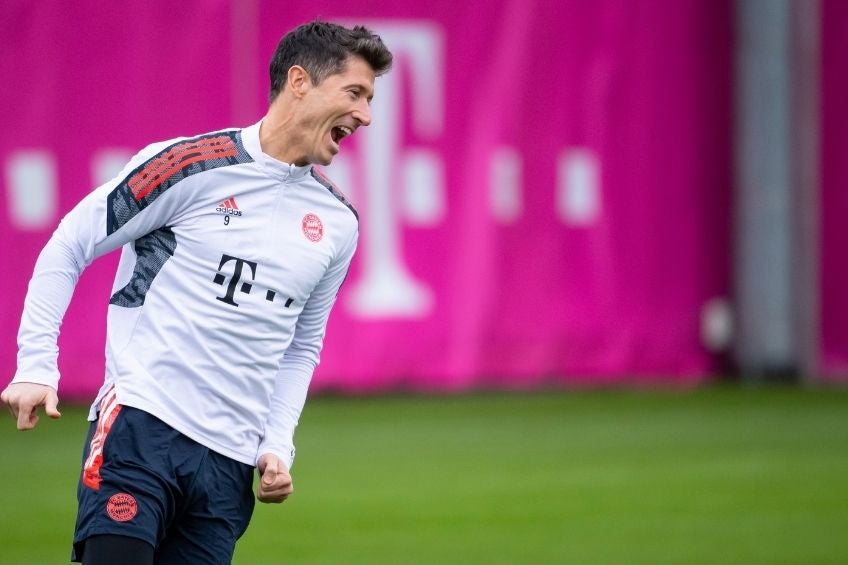 Lewandowski entrenando con el Bayern Munich