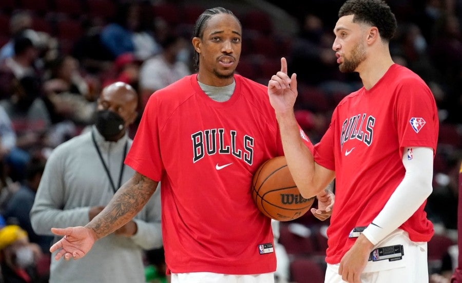 LaVine y DeRozan en calentamiento