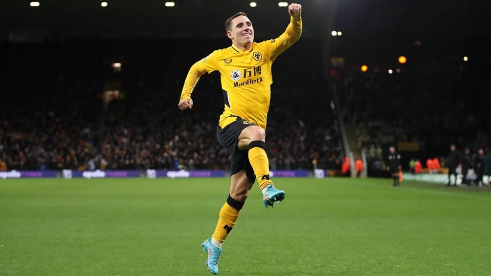 Daniel Podence celebrando anotación contra el Leicester City