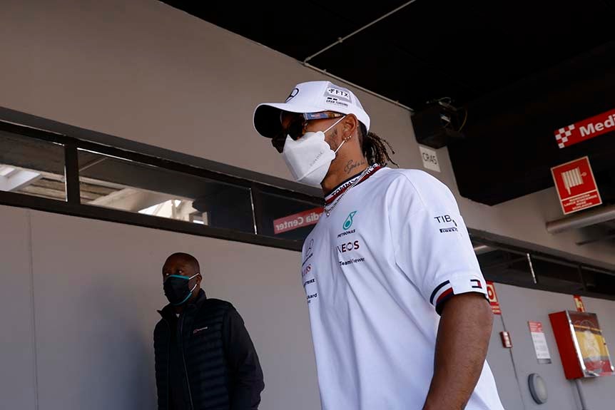 Hamilton, en la pretemporada de Barcelona con Mercedes 