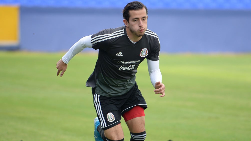 Alan Mozo durante un entrenamiento con el Tri 