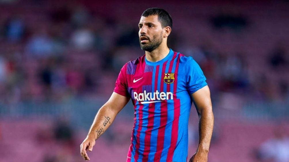 Agüero en un partido con el Barca