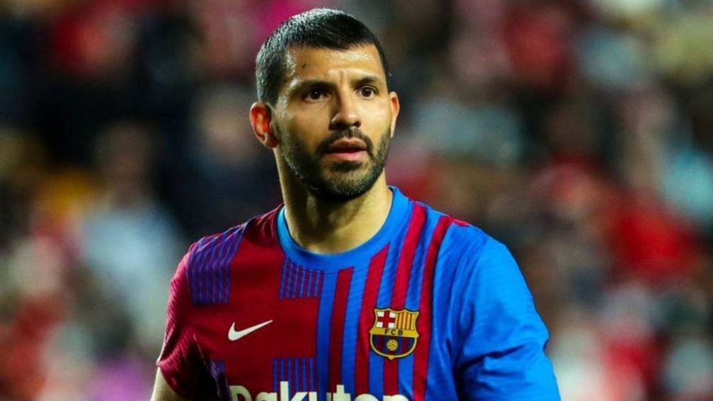 Agüero en un partido con el Barca