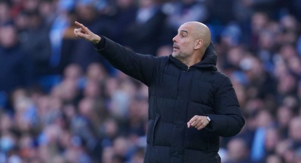 Pep Guardiola en un partido del Manchester City