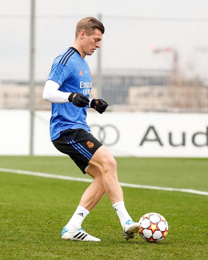 Toni Kroos durante el entrenamiento del Madrid