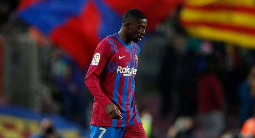 Dembélé jugando con el Barcelona