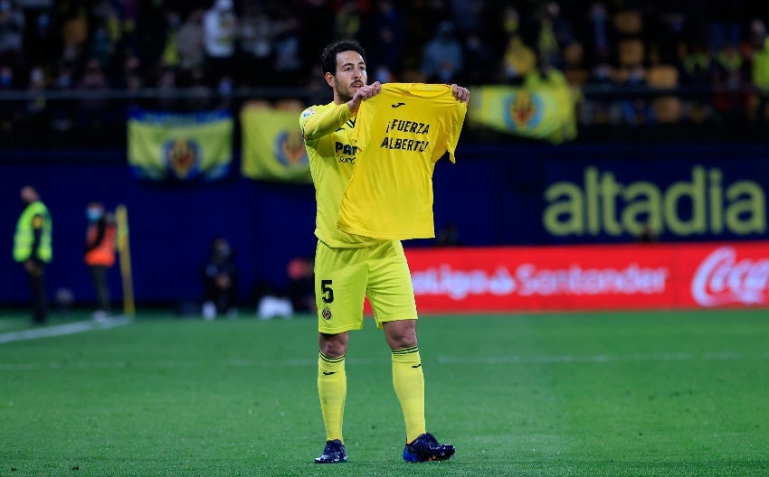 Dani Parejo celebrando su gol 