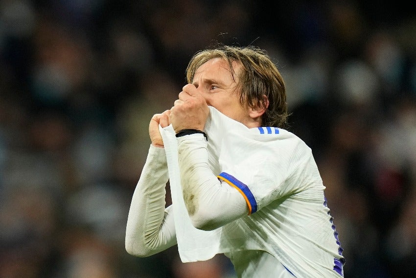 Luka Modric celebrando la remontada vs PSG