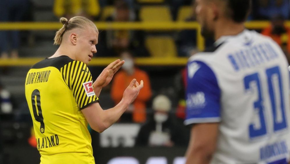 Erling Haaland en acción con el Dortmund