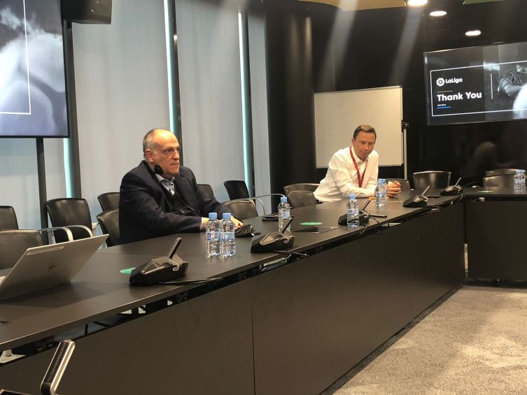 Javier Tebas durante una conferencia de prensa