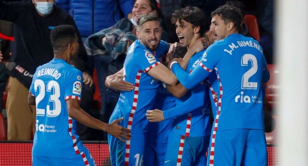 Jugadores del Atlético de Madrid festejando un gol