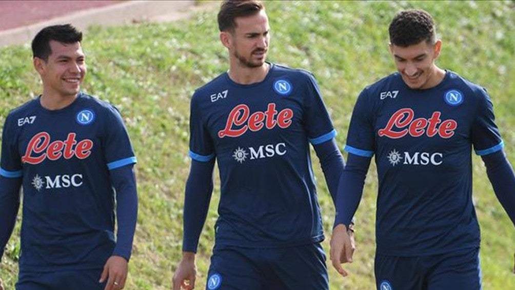 Jugadores del Napoli durante entrenamiento