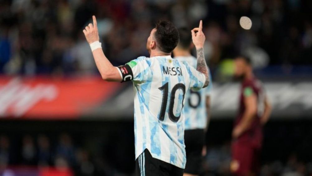 Messi celebrando su gol vs Venezuela